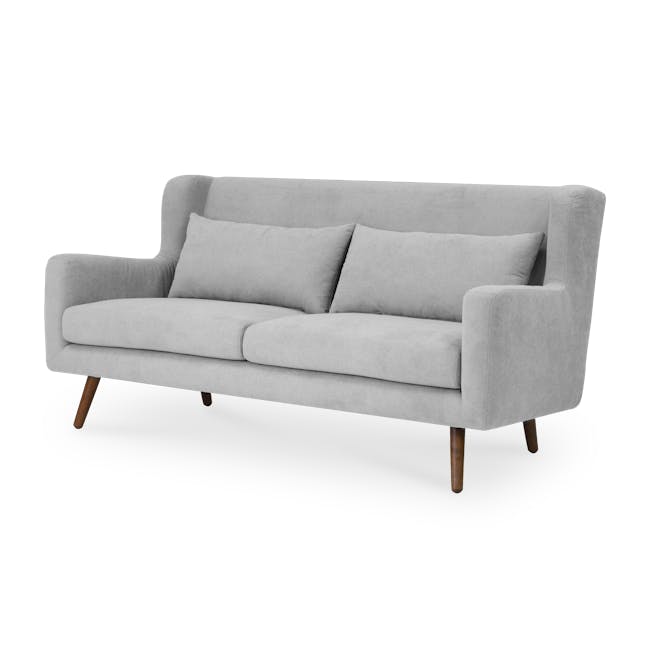 Luke 3 Seater Sofa - Gray Owl - 4 - Grey upholstered sofa, modern design, comfortable seating, armrests, wooden legs