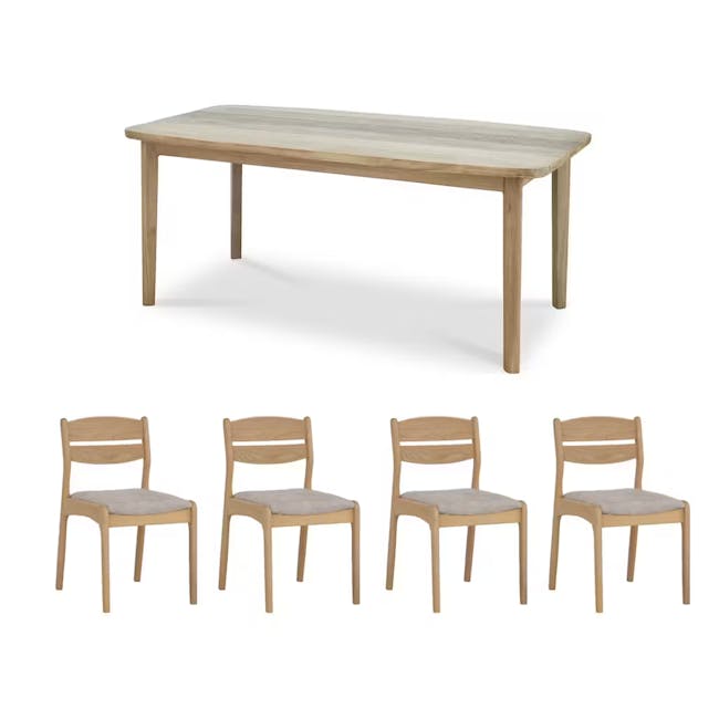 Atticus Dining Table 1.8m with 4 Rhett Dining Chairs - 0