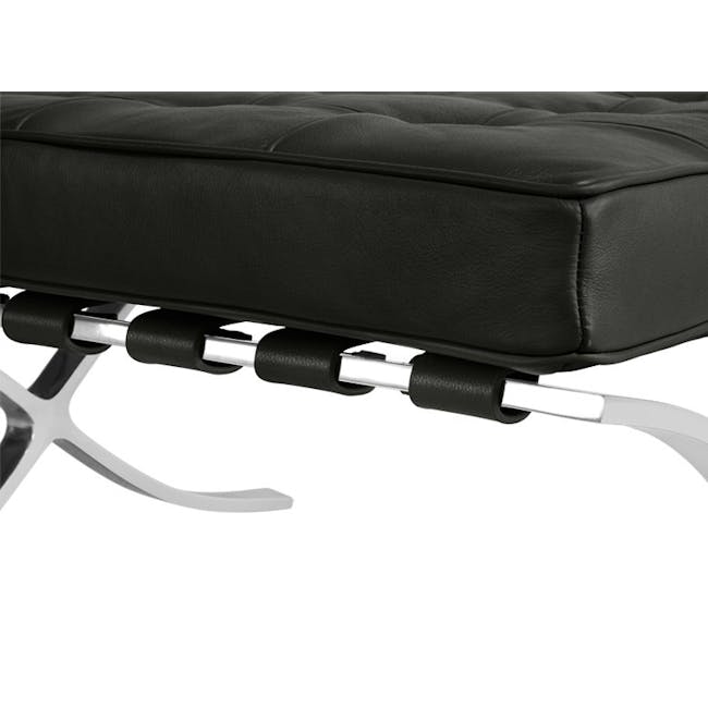 Benton 2 Seater Sofa with Benton 2 Seater Ottoman - Black - 19 - Leather upholstered bench, chrome armrests, sleek design
