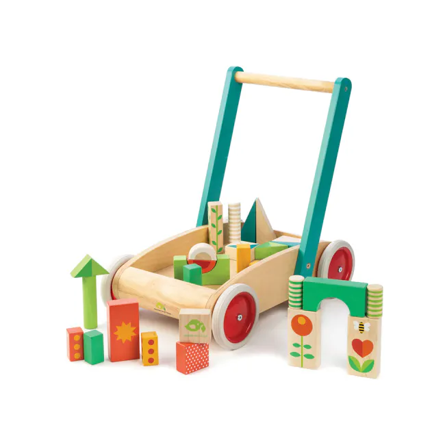 Tender Leaf Baby Walker Wagon with Blocks - 1