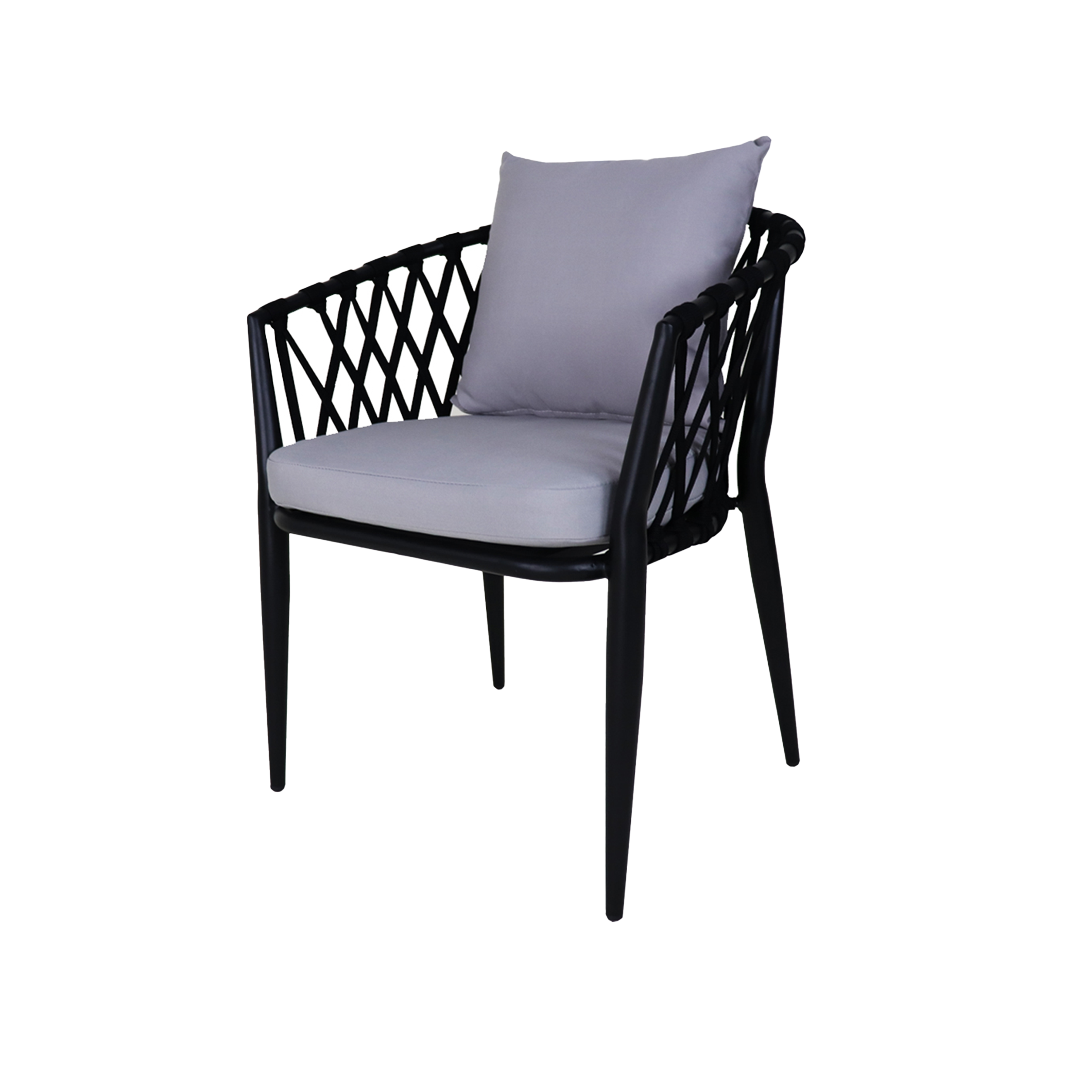 black outdoor chairs with cushions