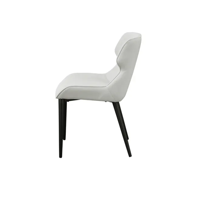Santiago Dining Chair - Snow (Fabric) - 4 - Modern minimalist white chair, sleek black legs, contemporary design, ergonomic