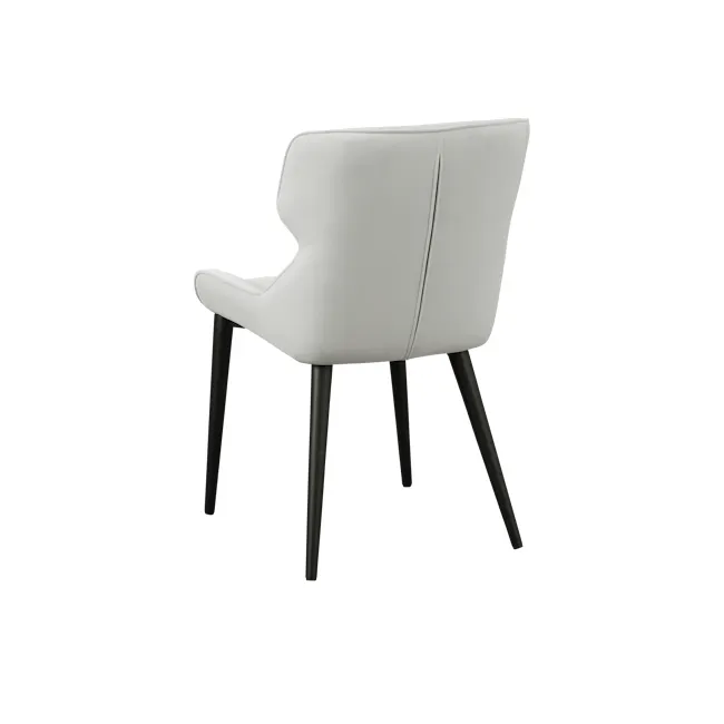 Santiago Dining Chair - Snow (Fabric) - 3 - Modern minimalist white chair, sleek black legs, contemporary design, stylish