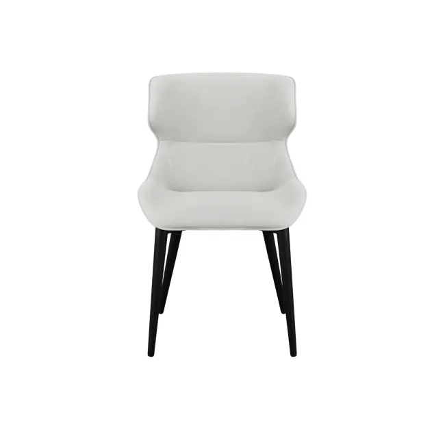 Santiago Dining Chair - Snow (Fabric) - 2 - Modern minimalist white upholstered chair, sleek black legs, contemporary