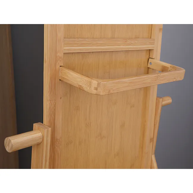 Lorin Standing Mirror 42 x 172 cm - Natural - 5 - Wooden ladder with two shelves, light brown finish, sturdy construction