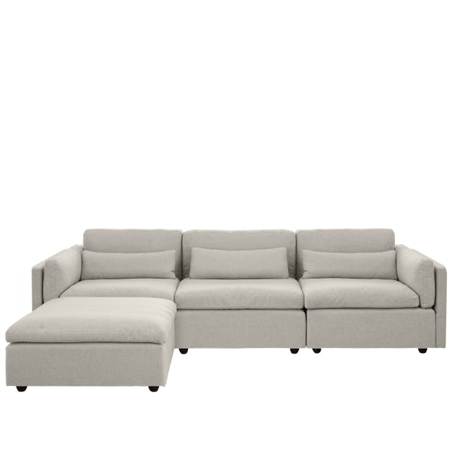 (As-is) Liam Armless Unit - Ivory (Fabric) - 7 - Modern minimalist sofa, light gray fabric, comfortable seating