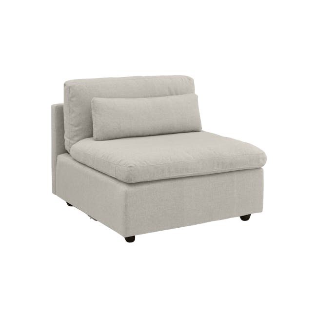 (As-is) Liam Armless Unit - Ivory (Fabric) - 8 - Light gray upholstered chair, minimalist design, soft fabric upholstery