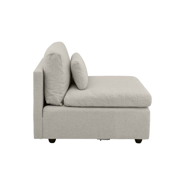 (As-is) Liam Armless Unit - Ivory (Fabric) - 11 - Light gray sofa, minimalist design, soft cushions, modern decor, cozy