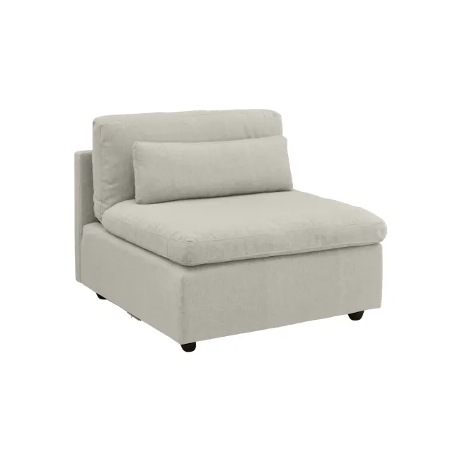 Liam 4 Seater Sofa - Ivory (Fabric) - 12 - Light gray upholstered chair, minimalist design, soft fabric upholstery