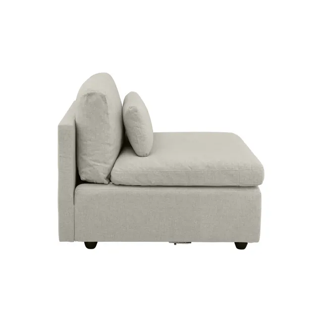 Liam 4 Seater Sofa - Ivory (Fabric) - 14 - Light gray sofa, minimalist design, soft cushions, modern decor, cozy seating