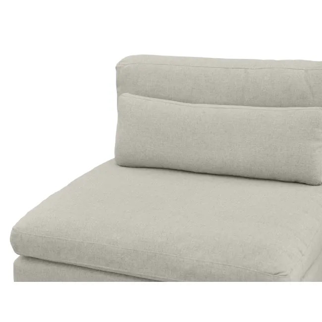 Liam 4 Seater Sofa - Ivory (Fabric) - 15 - Light gray upholstered sofa, minimalist design, soft fabric texture, comfortable