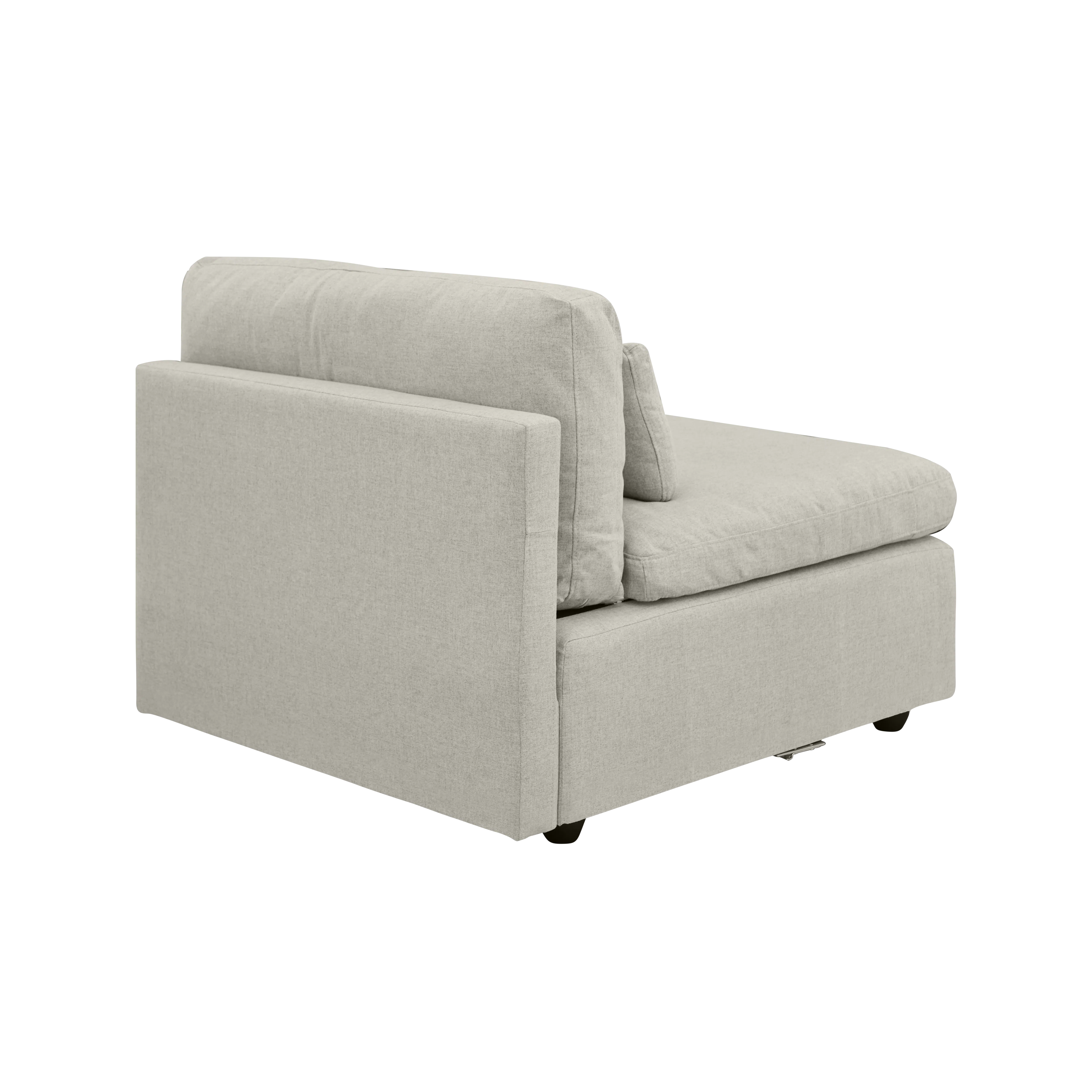 Liam 4 Seater Extended Sofa - Ivory (Fabric) - 19 - Modern minimalist sofa, light gray fabric, comfortable cushions, sleek