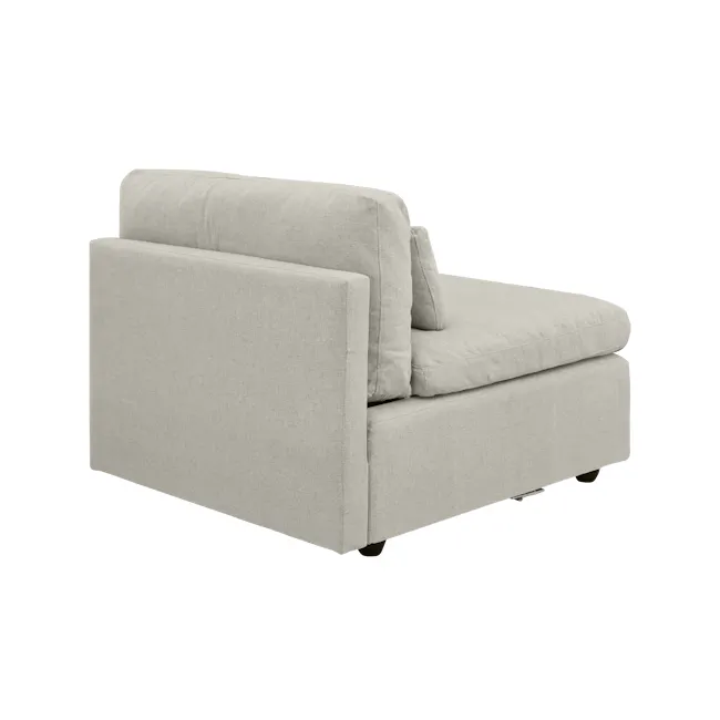 Liam 4 Seater Extended Sofa - Ivory (Fabric) - 19 - Modern minimalist sofa, light gray fabric, comfortable cushions, sleek