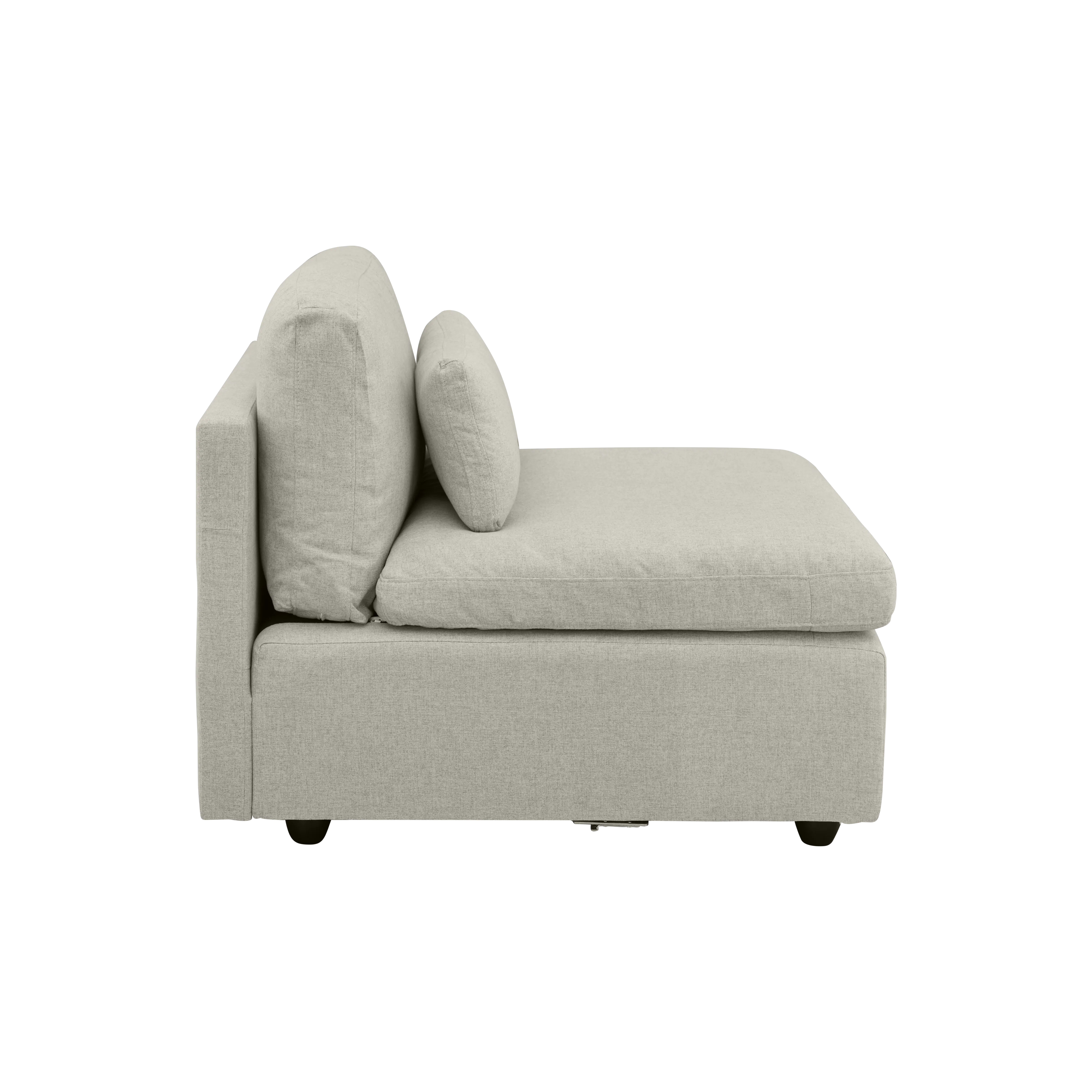 Liam 4 Seater Extended Sofa - Ivory (Fabric) - 21 - Light gray sofa, minimalist design, soft cushions, modern decor, cozy