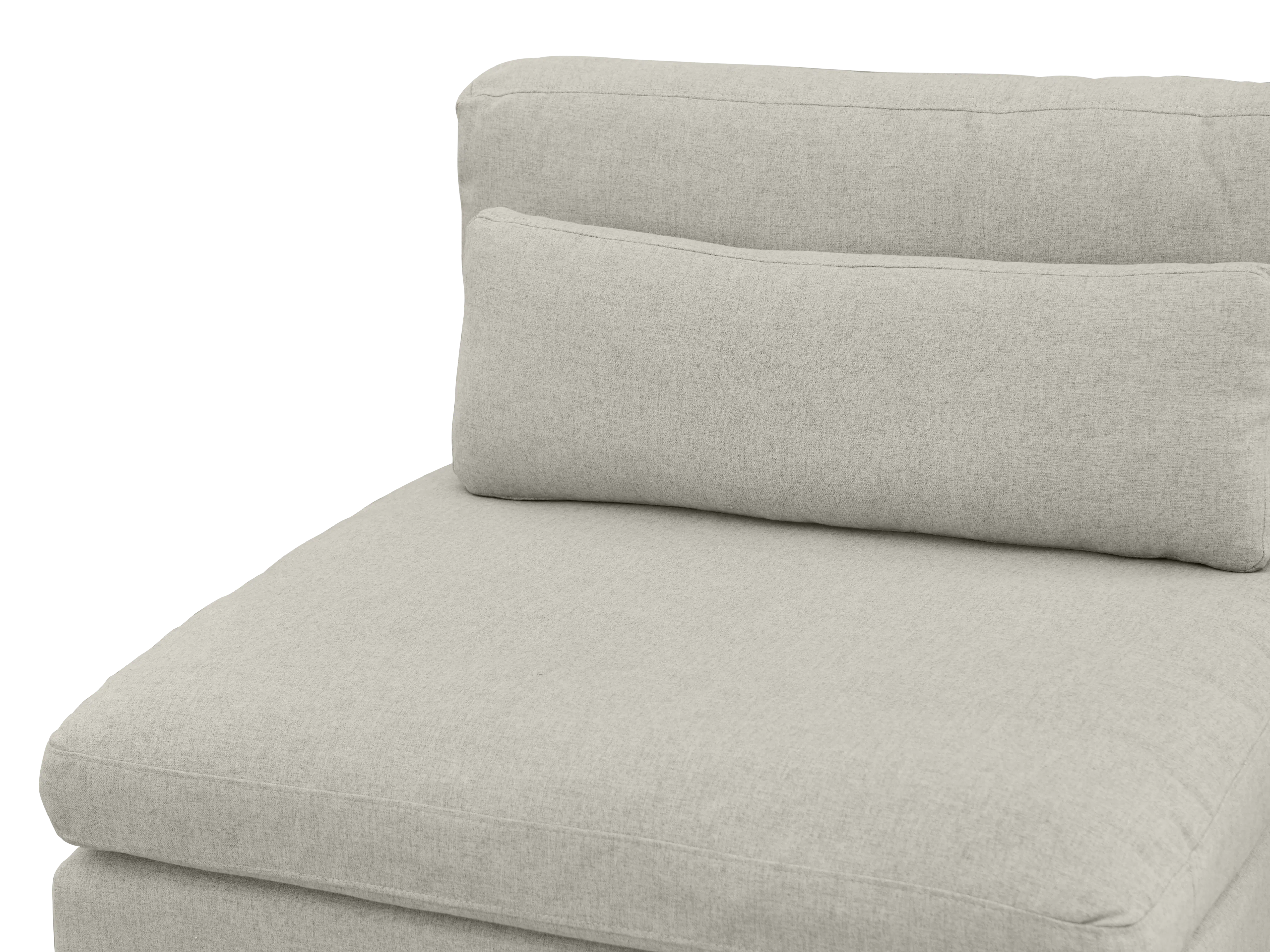 Liam 4 Seater Extended Sofa - Ivory (Fabric) - 22 - Light gray upholstered sofa, minimalist design, soft fabric texture