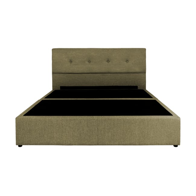 ESSENTIALS Queen Headboard Box Bed - Khaki (Fabric) - 1