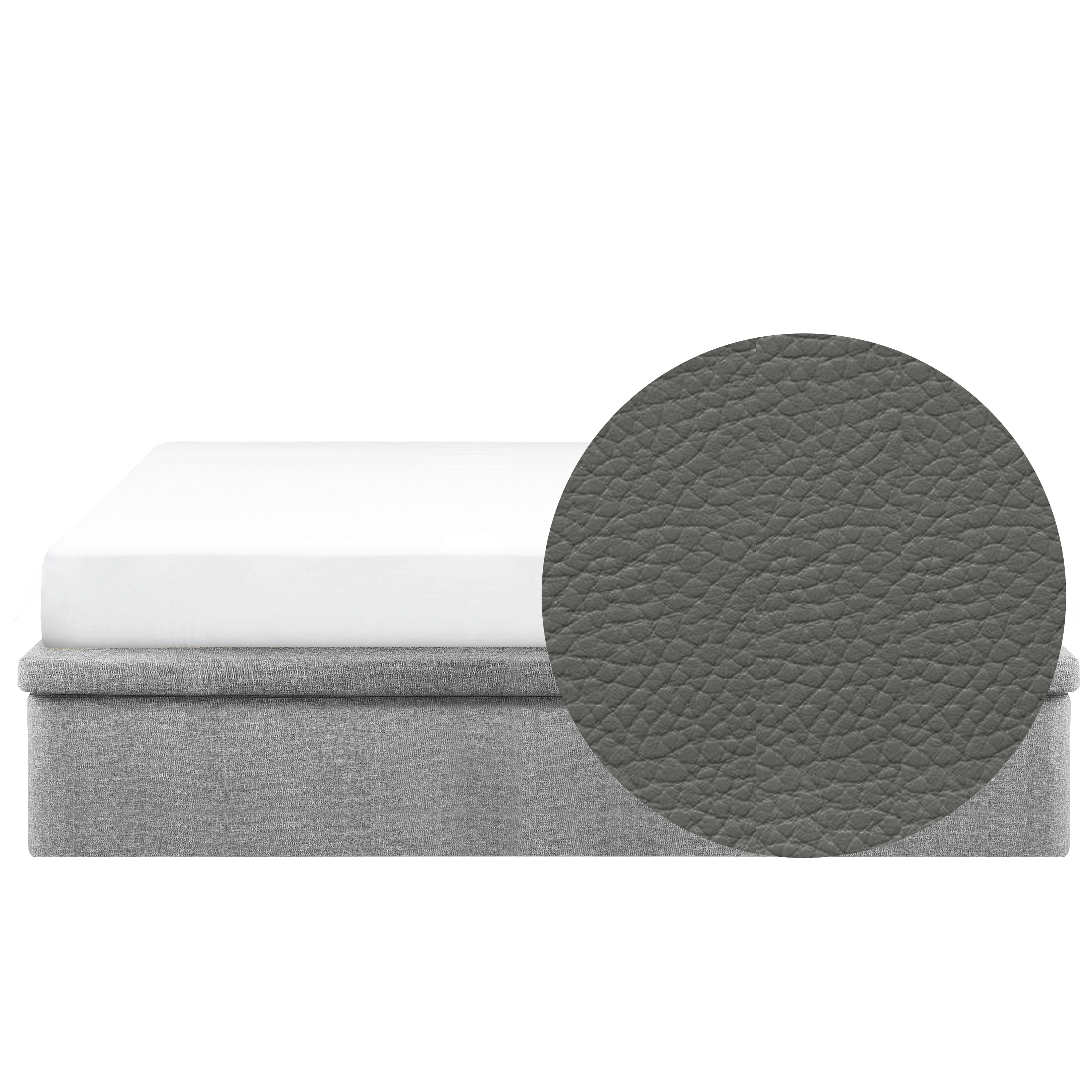 ESSENTIALS King Storage Bed - Stone (Faux leather)
