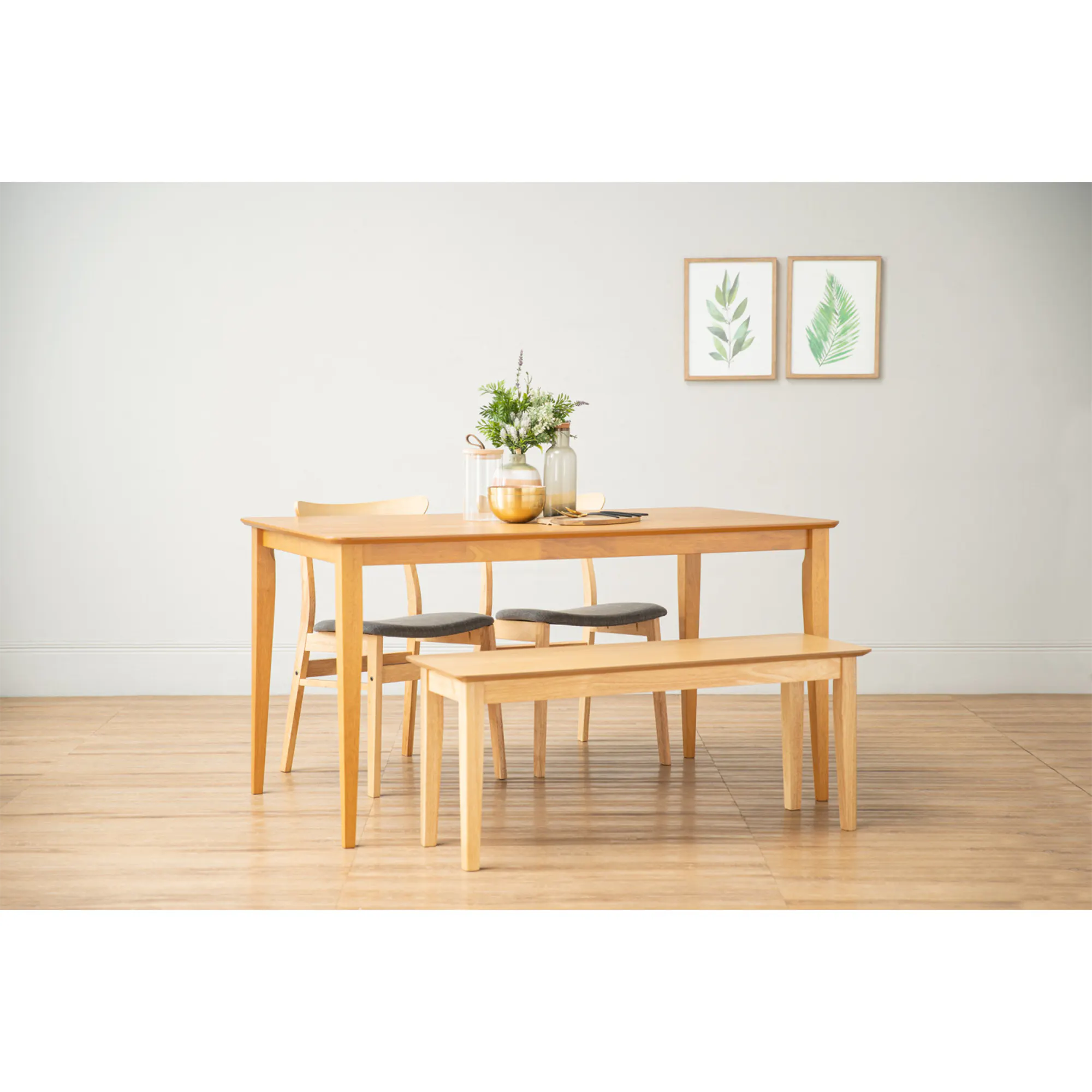 Harold Extendable Dining Table 1.2m-1.5m with 4 Macy Chairs in Natural, Dim Grey - 42
