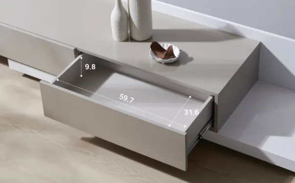 Bryson Extendable TV Console 2.3m-3.3m - White - 12 - Modern minimalist furniture, sleek design, open drawer, neutral color
