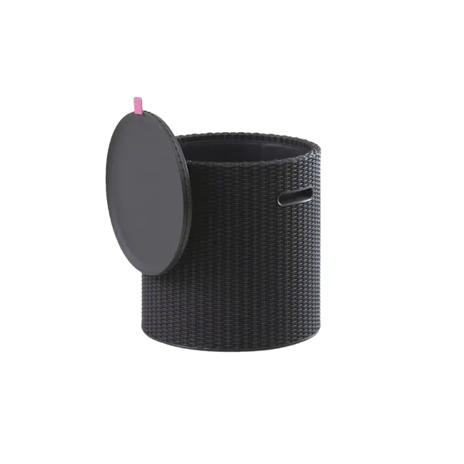 Cool Outdoor Storage Side Table / Stool - Graphite - 7 - Microfiber storage organizer, black woven design, compact size