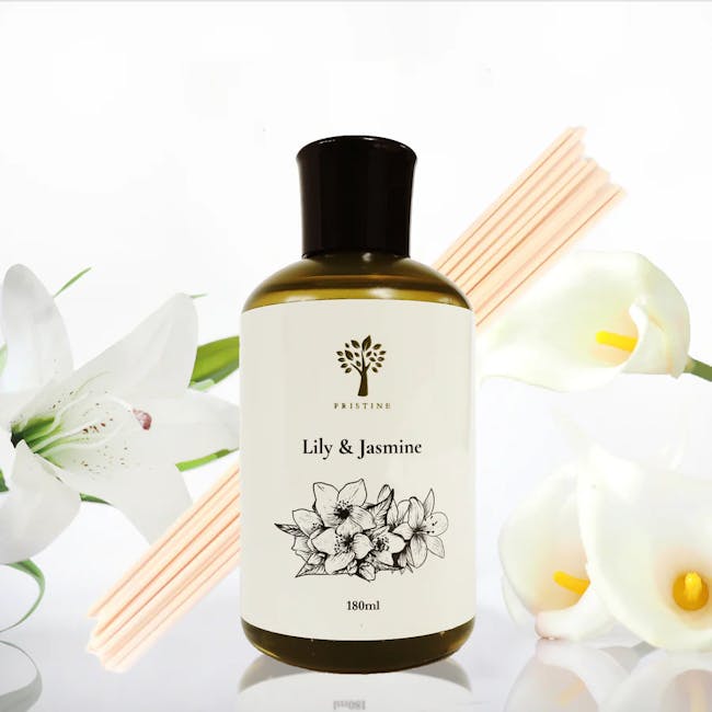 Pristine Arome Home Scent Refill 180ml - Lily & Jasmine (Refill + Reed Stick Set) - 5 - Lily & Jasmine essential oil bottle