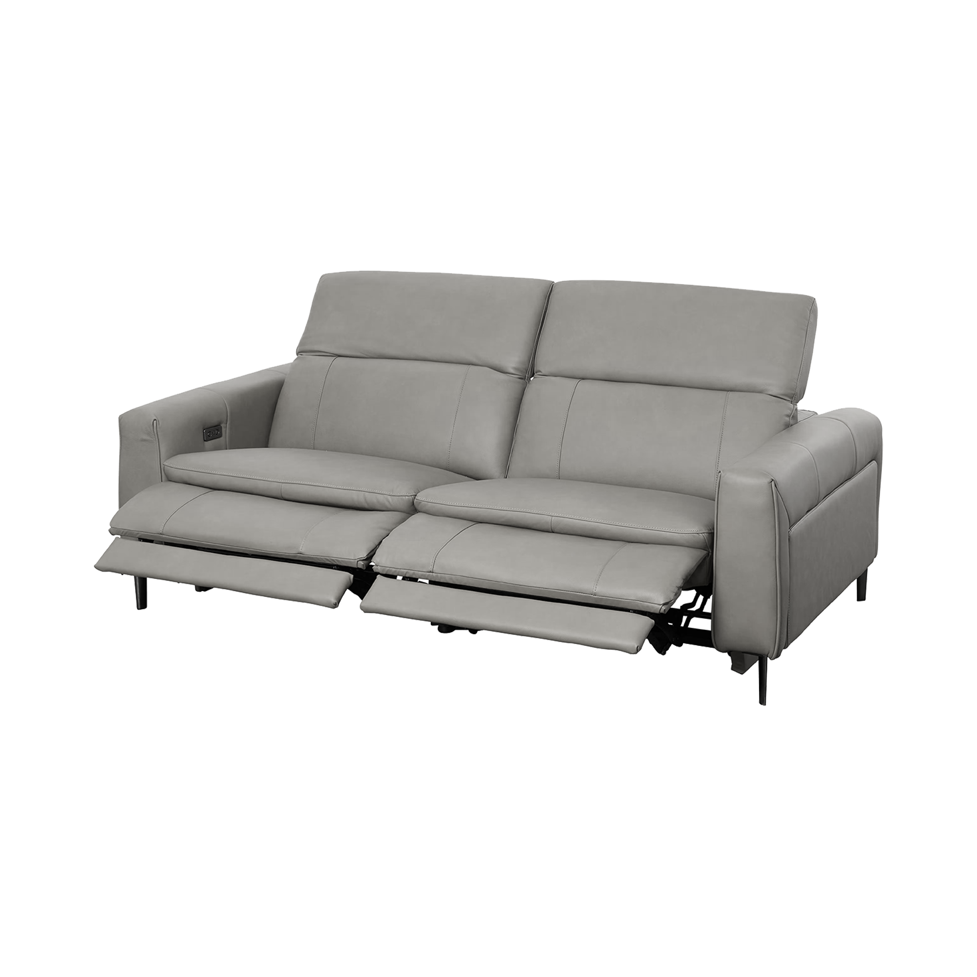 Clyde 3 Seater Power Recliner Sofa - Warm Grey (Top Grain Leather) - Zero Wall