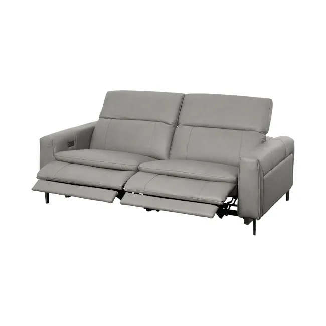 Clyde 3 Seater Power Recliner Sofa - Warm Grey (Top Grain Leather) - Zero Wall - 1