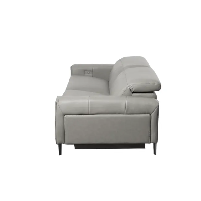 Clyde 3 Seater Power Recliner Sofa - Warm Grey (Top Grain Leather) - Zero Wall - 8