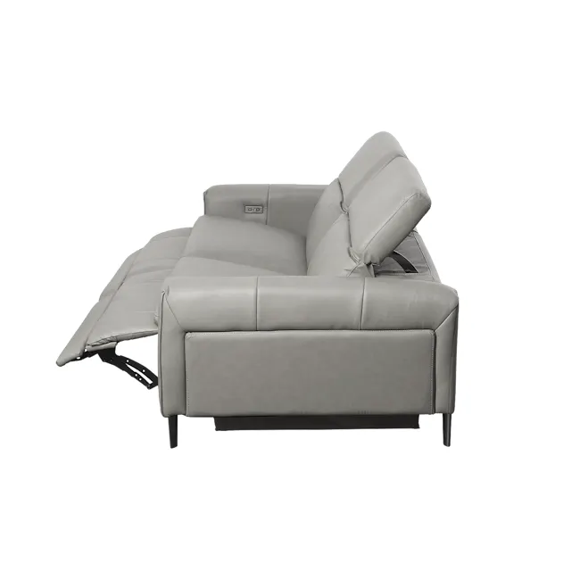 Clyde 3 Seater Power Recliner Sofa - Warm Grey (Top Grain Leather) - Zero Wall - 9
