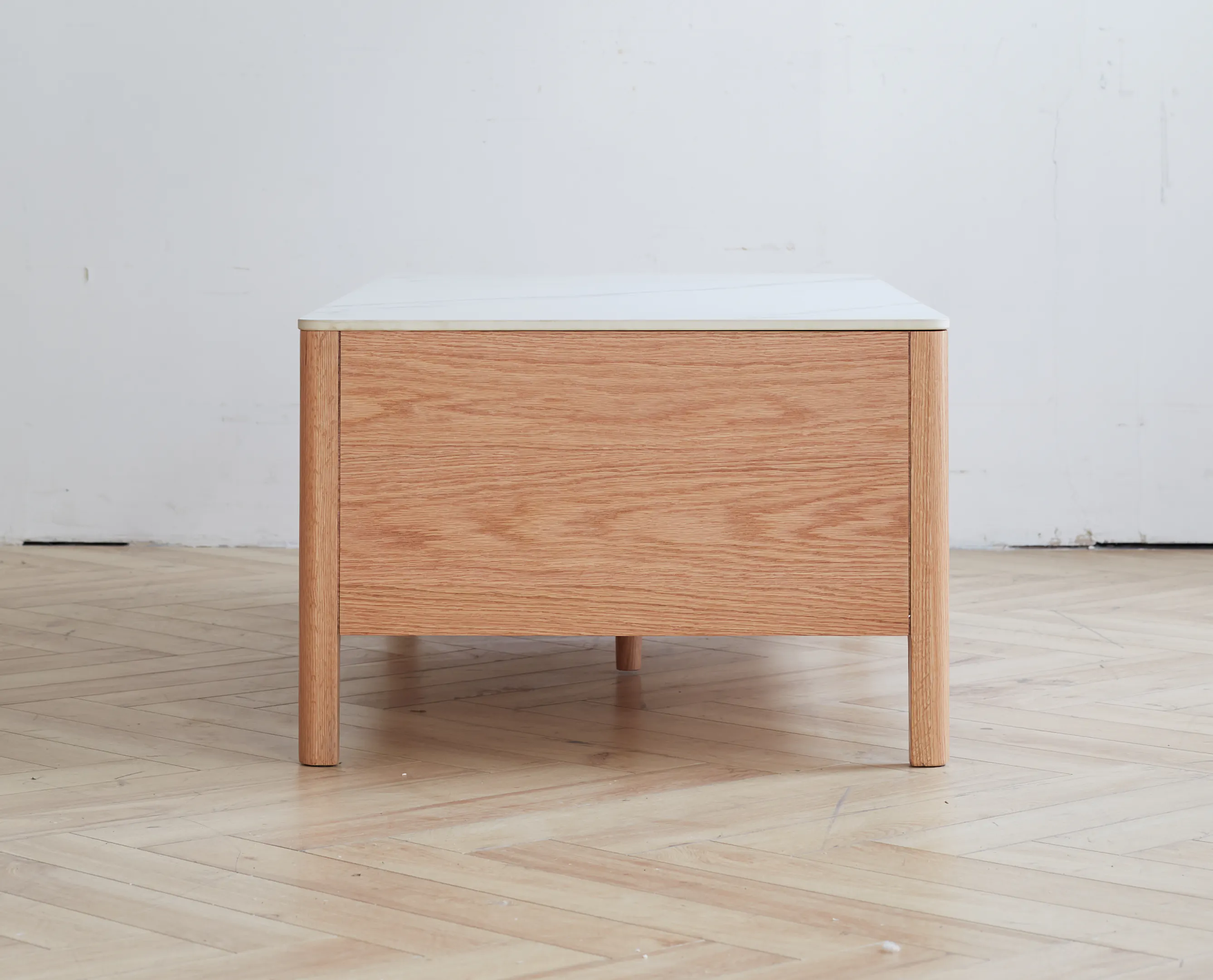 Devin Coffee Table 1m (Sintered Stone) - 22 - Wooden side table with natural finish, minimalist design, light wood grain