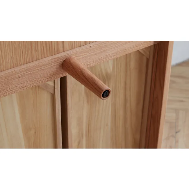 Devin Coffee Table 1m (Sintered Stone) - 6 - Wooden drawer handle, natural wood grain, smooth finish, elegant design, rustic