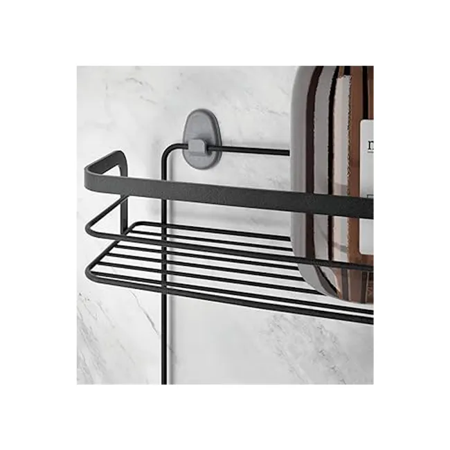 Metaltex Origin 3 Tier Rectangle Shelf - Black - 3 - black kitchen towel holder, modern kitchen accessory, sleek metal rack