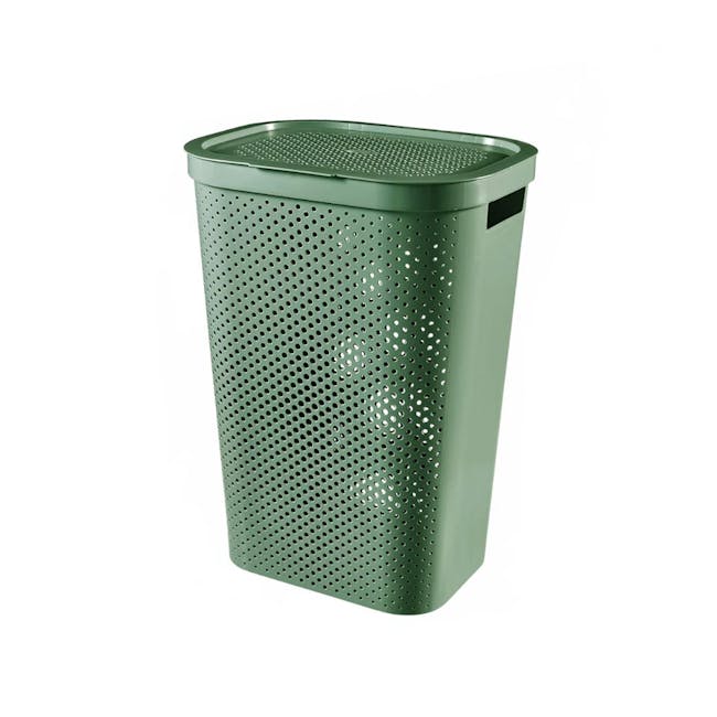 Infinity Laundry Hamper Dots with Lid - Green - 0