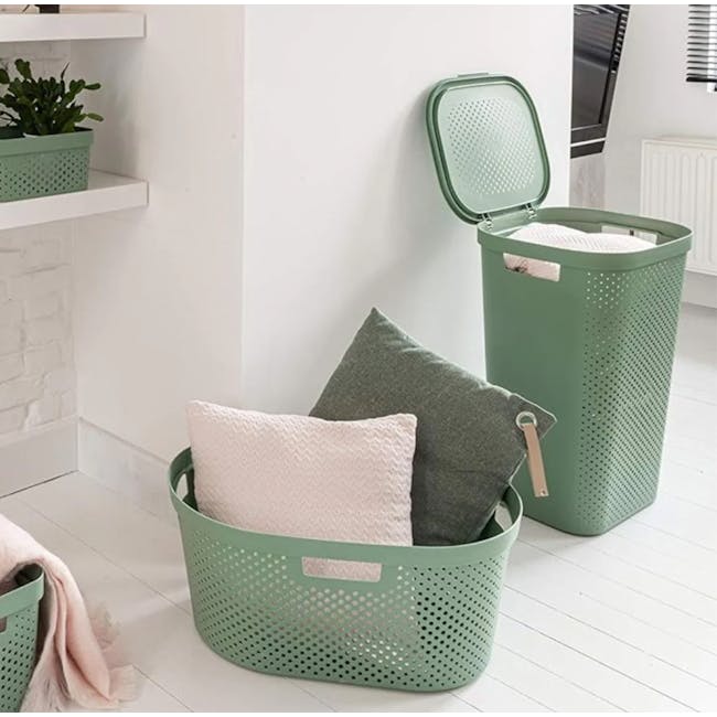 Infinity Laundry Hamper Dots with Lid - Green - 2