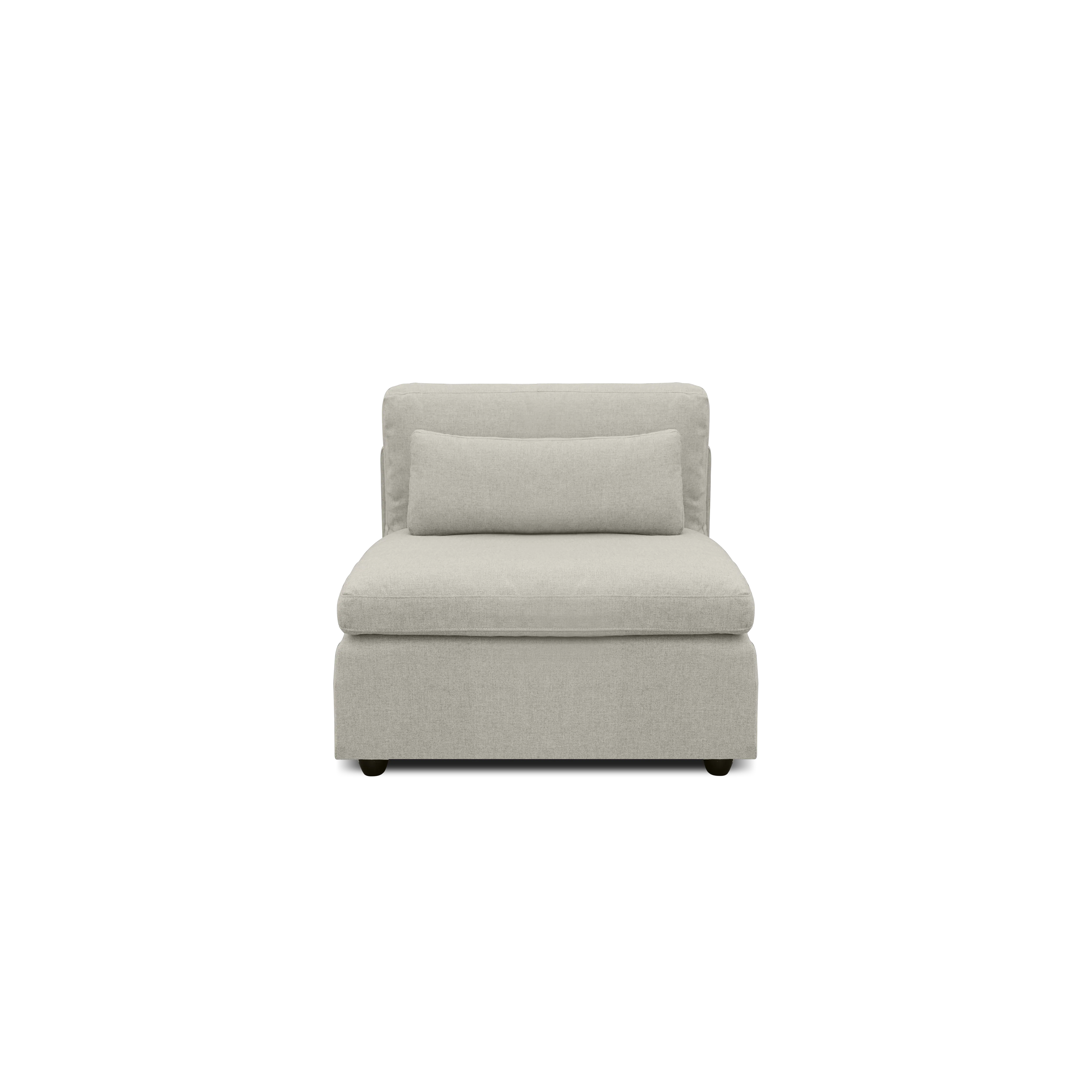 Liam 4 Seater Extended Sofa - Ivory (Fabric) - 17 - Modern minimalist sofa, light gray fabric, cushioned seating, sleek