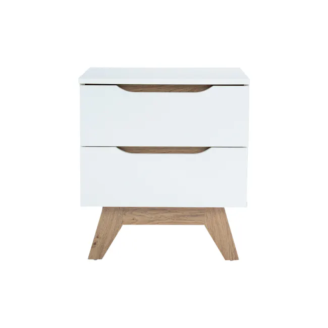 (As-is) Miah Bedside Table - Natural, White - 2 - 1