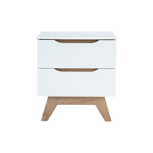 Miah Bedside Table - Natural, White - 1
