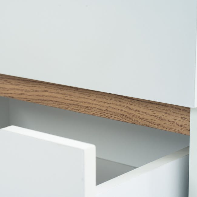 Miah Bedside Table - Natural, White - 13