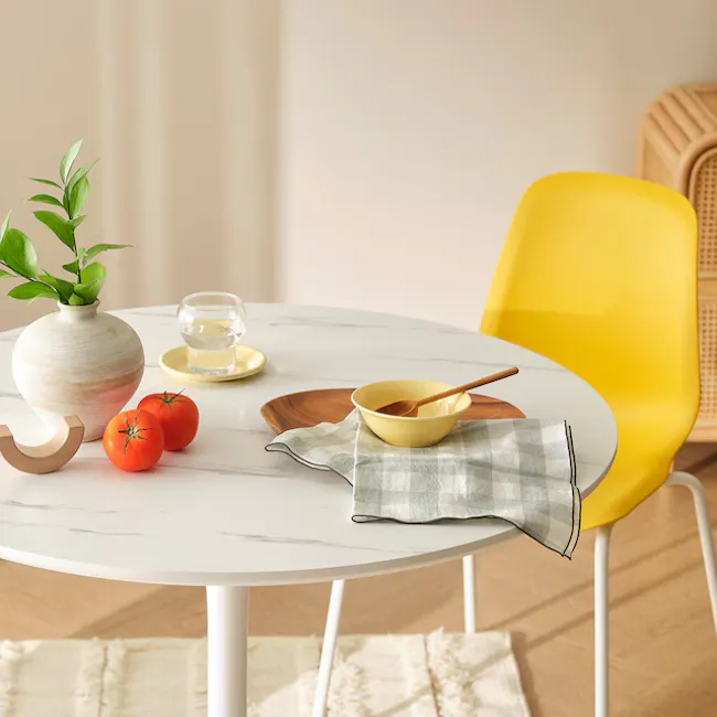 (As-is) Carmen Round Dining Table 1m - White - 25 - 7