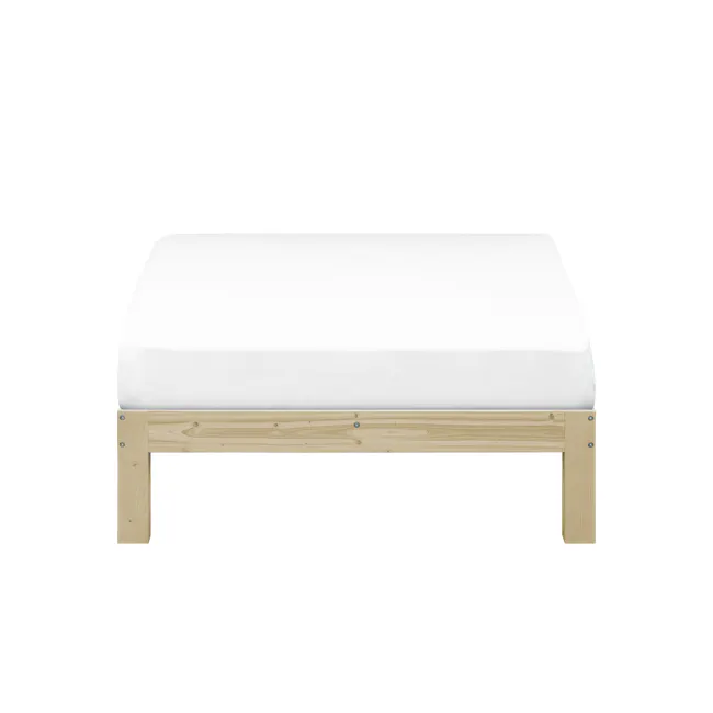 Katana Single Wooden Headboard Bed - 4 - Wooden frame, white mattress, wooden frame, wooden frame and mattress, wooden frame