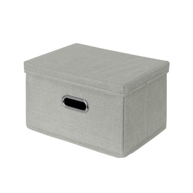 Leonard Fabric Storage Box - Light Grey - Medium - 0