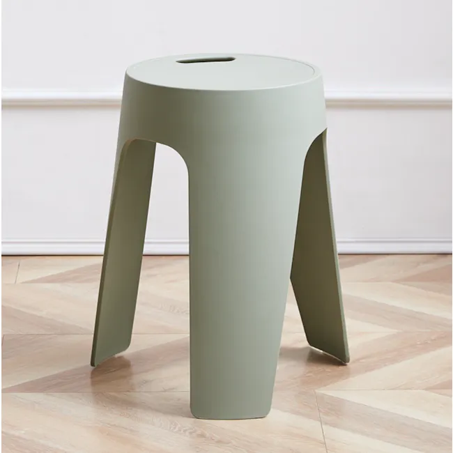 Jovie Stackable Stool - Taupe - 3 - Elegant stool, minimalist design, modern style, neutral color, light green finish