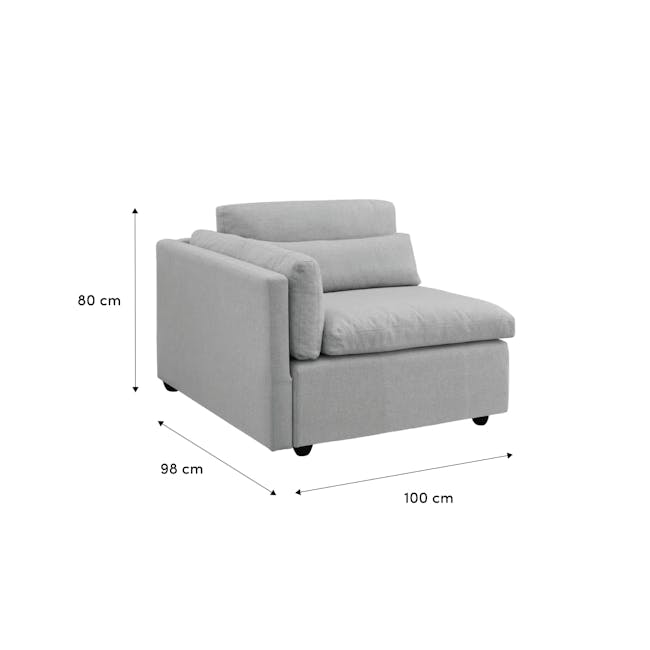 Liam Left Arm Unit - Caramel Tan (Faux Leather) - 7 - Modern gray sofa, 80 cm height, 98 cm width, 100 cm depth, cushioned