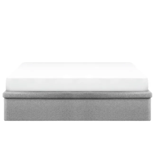 ESSENTIALS King Storage Bed - Mink Grey (Pet Friendly) - 3 - White and gray bedding set, modern design, clean lines, soft