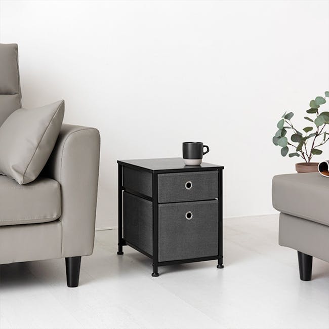 Noven Bedside Table - Dark Grey - 2