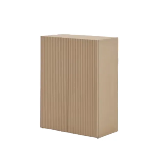 Heidi Tall Cabinet 0.8m - Oak - 1 - Rectangular cardboard box, Minimalist design, Vertical ribbed texture, Neutral color