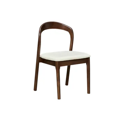 (As-is) Camry Dining Chair - Walnut, Ivory (Pet Friendly)