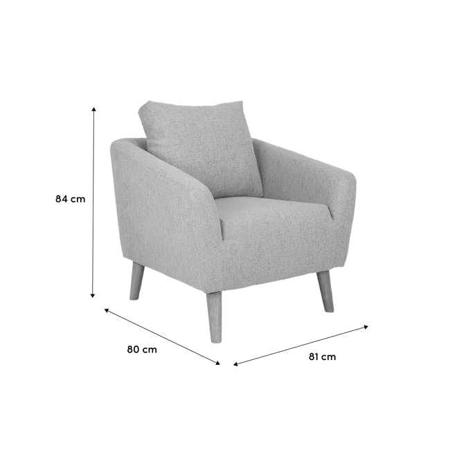 Hana Armchair - Light Grey - 4 - Modern gray armchair, 84 cm height, 80 cm width, 81 cm depth, fabric upholstery