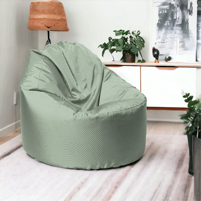 Doob Oomph Water-Repellent Bean Bag Chair - Sage Green (2 Sizes) - 4 - Elegant green bean bag chair, minimalist decor, cozy