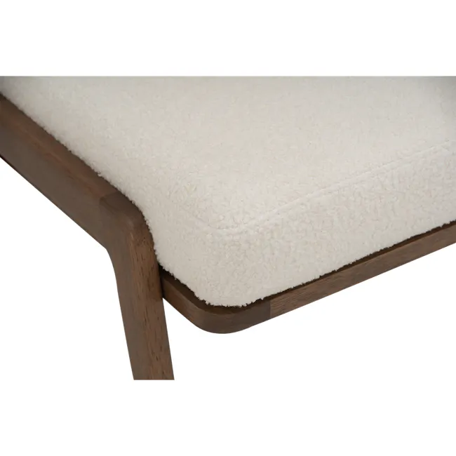 Aston Ottoman - White Cream - 9 - Wooden frame, fluffy cushion, dark wood finish, soft texture, cozy seating, elegant